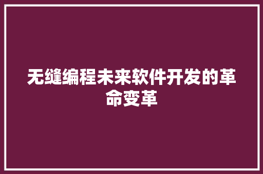 无缝编程未来软件开发的革命变革