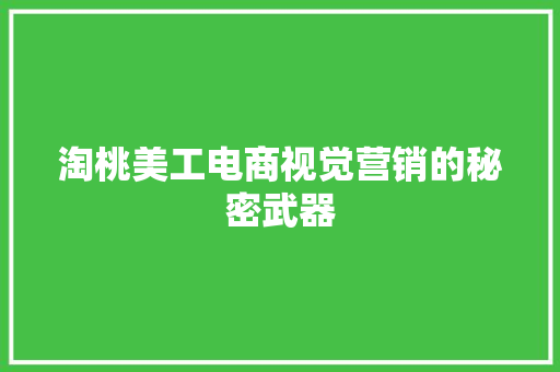 淘桃美工电商视觉营销的秘密武器