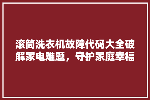 滚筒洗衣机故障代码大全破解家电难题，守护家庭幸福