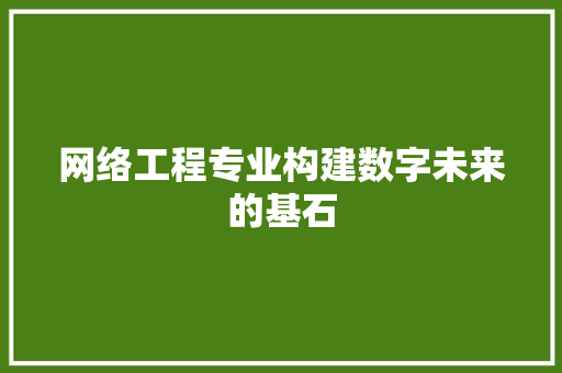 网络工程专业构建数字未来的基石  第1张