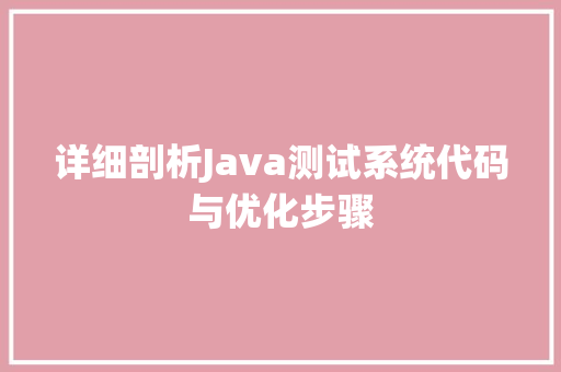 详细剖析Java测试系统代码与优化步骤