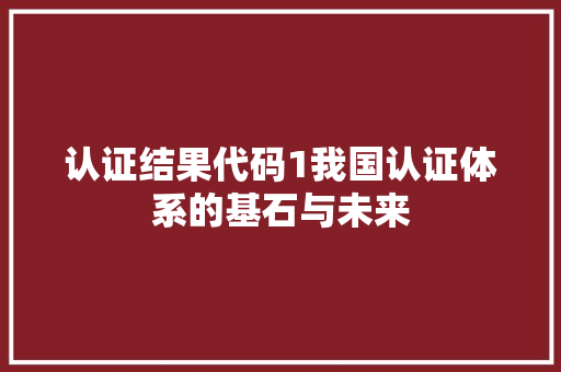 认证结果代码1我国认证体系的基石与未来