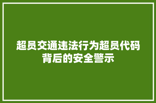 超员交通违法行为超员代码背后的安全警示