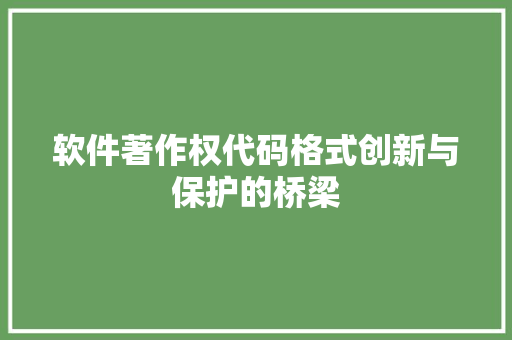 软件著作权代码格式创新与保护的桥梁