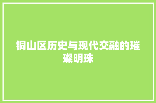 铜山区历史与现代交融的璀璨明珠