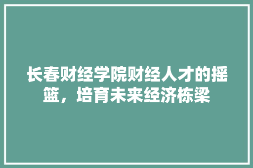 长春财经学院财经人才的摇篮，培育未来经济栋梁  第1张