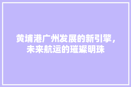 黄埔港广州发展的新引擎，未来航运的璀璨明珠  第1张