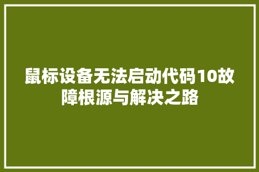 鼠标设备无法启动代码10故障根源与解决之路
