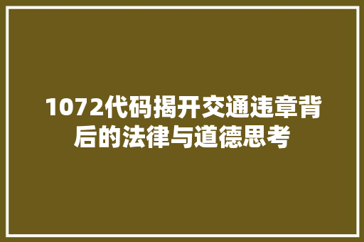 1072代码揭开交通违章背后的法律与道德思考