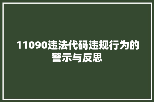 11090违法代码违规行为的警示与反思