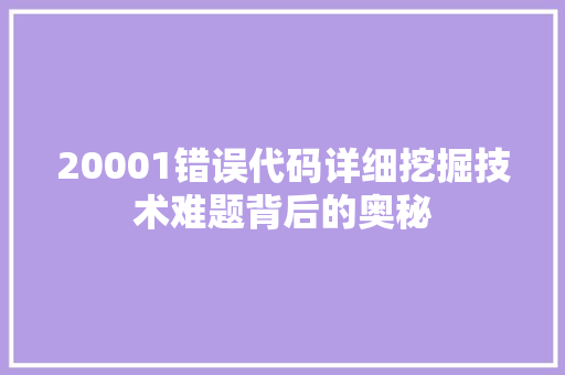 20001错误代码详细挖掘技术难题背后的奥秘