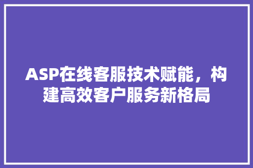 ASP在线客服技术赋能，构建高效客户服务新格局