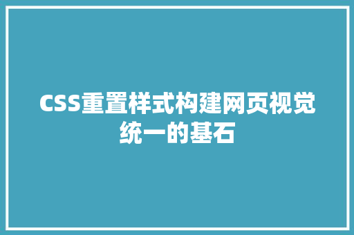 CSS重置样式构建网页视觉统一的基石  第1张