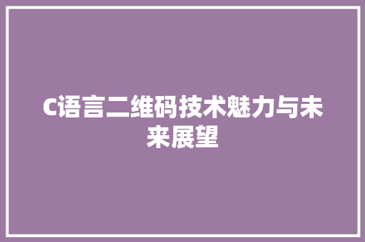 C语言二维码技术魅力与未来展望