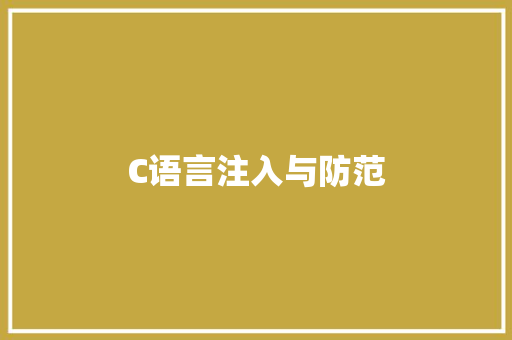 C语言注入与防范