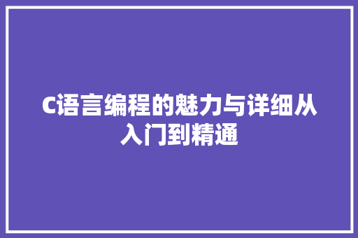 C语言编程的魅力与详细从入门到精通