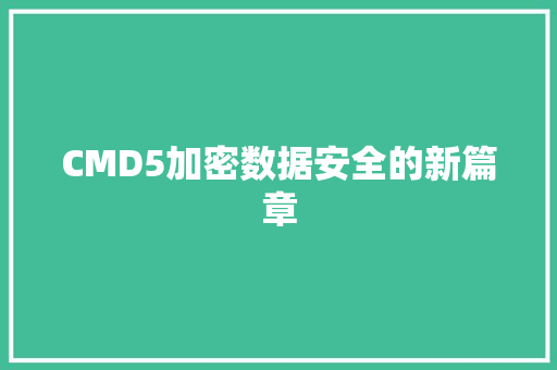 CMD5加密数据安全的新篇章
