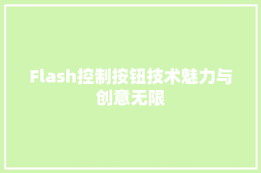 Flash控制按钮技术魅力与创意无限