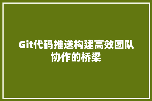 Git代码推送构建高效团队协作的桥梁