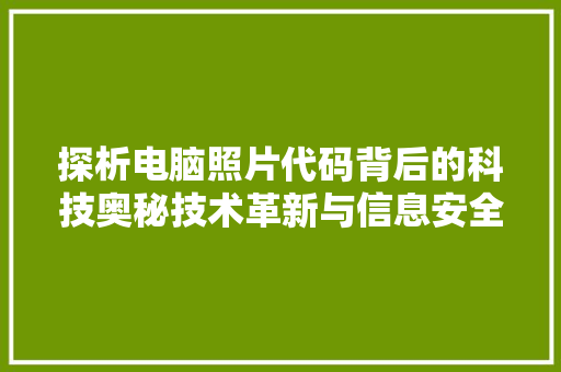 探析电脑照片代码背后的科技奥秘技术革新与信息安全的双向挑战