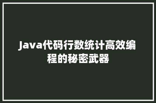 Java代码行数统计高效编程的秘密武器