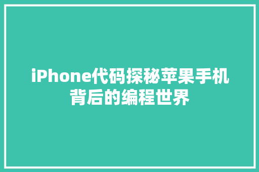 iPhone代码探秘苹果手机背后的编程世界