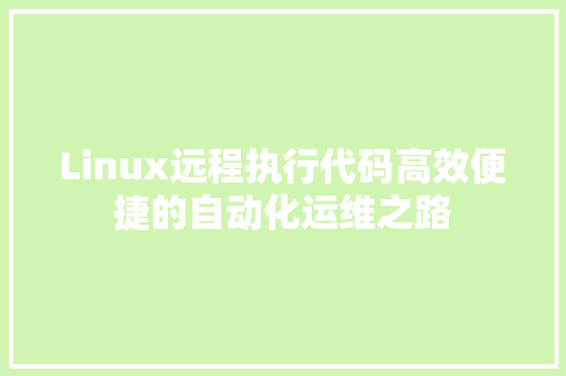 Linux远程执行代码高效便捷的自动化运维之路  第1张