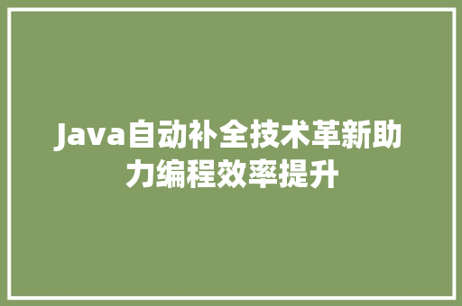 Java自动补全技术革新助力编程效率提升
