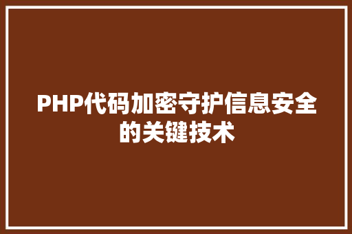 PHP代码加密守护信息安全的关键技术