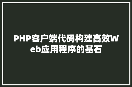 PHP客户端代码构建高效Web应用程序的基石  第1张
