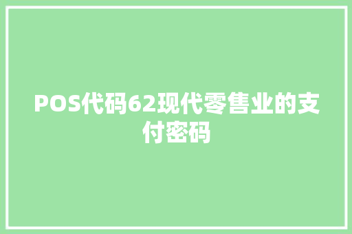 POS代码62现代零售业的支付密码
