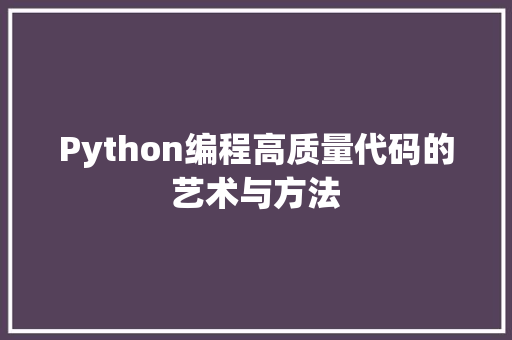Python编程高质量代码的艺术与方法
