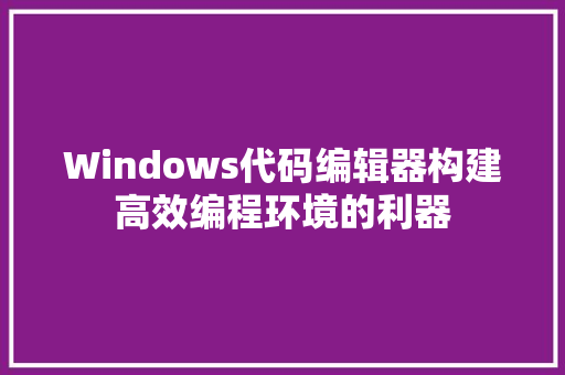 Windows代码编辑器构建高效编程环境的利器