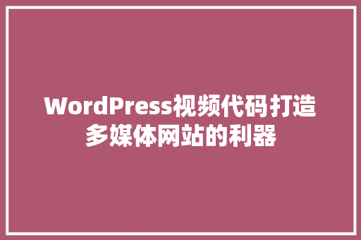 WordPress视频代码打造多媒体网站的利器