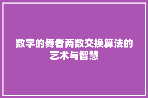 数字的舞者两数交换算法的艺术与智慧