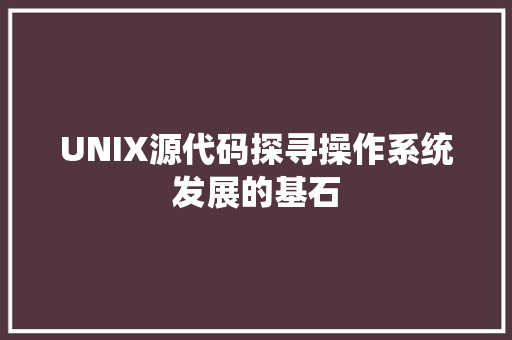 UNIX源代码探寻操作系统发展的基石