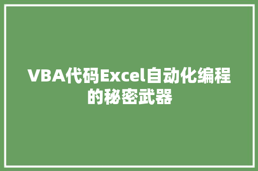 VBA代码Excel自动化编程的秘密武器