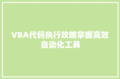 VBA代码执行攻略掌握高效自动化工具