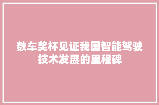 数车奖杯见证我国智能驾驶技术发展的里程碑