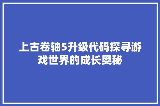 上古卷轴5升级代码探寻游戏世界的成长奥秘