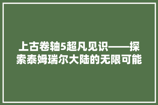 上古卷轴5超凡见识——探索泰姆瑞尔大陆的无限可能