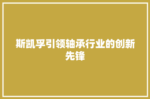 斯凯孚引领轴承行业的创新先锋