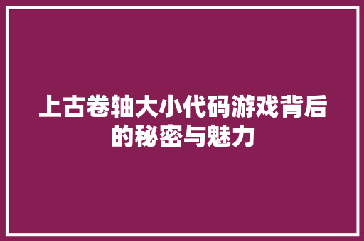 上古卷轴大小代码游戏背后的秘密与魅力