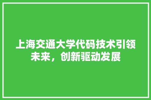 上海交通大学代码技术引领未来，创新驱动发展
