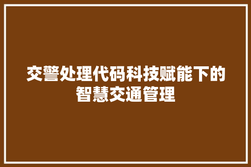 交警处理代码科技赋能下的智慧交通管理