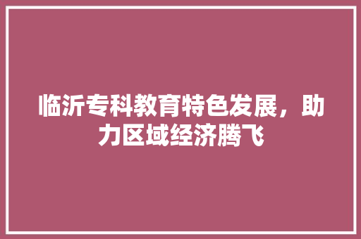 临沂专科教育特色发展，助力区域经济腾飞