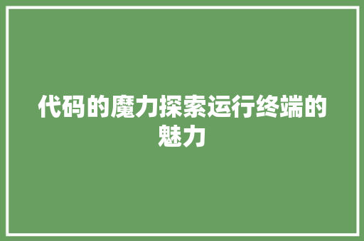 代码的魔力探索运行终端的魅力