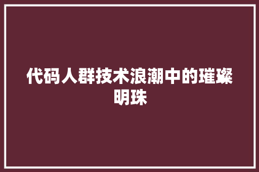 代码人群技术浪潮中的璀璨明珠