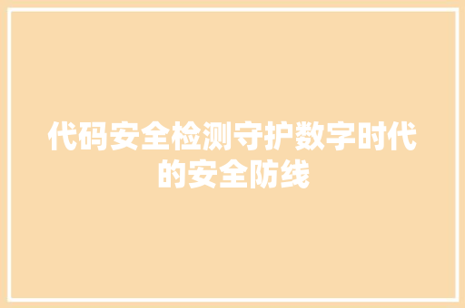 代码安全检测守护数字时代的安全防线