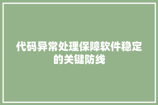 代码异常处理保障软件稳定的关键防线